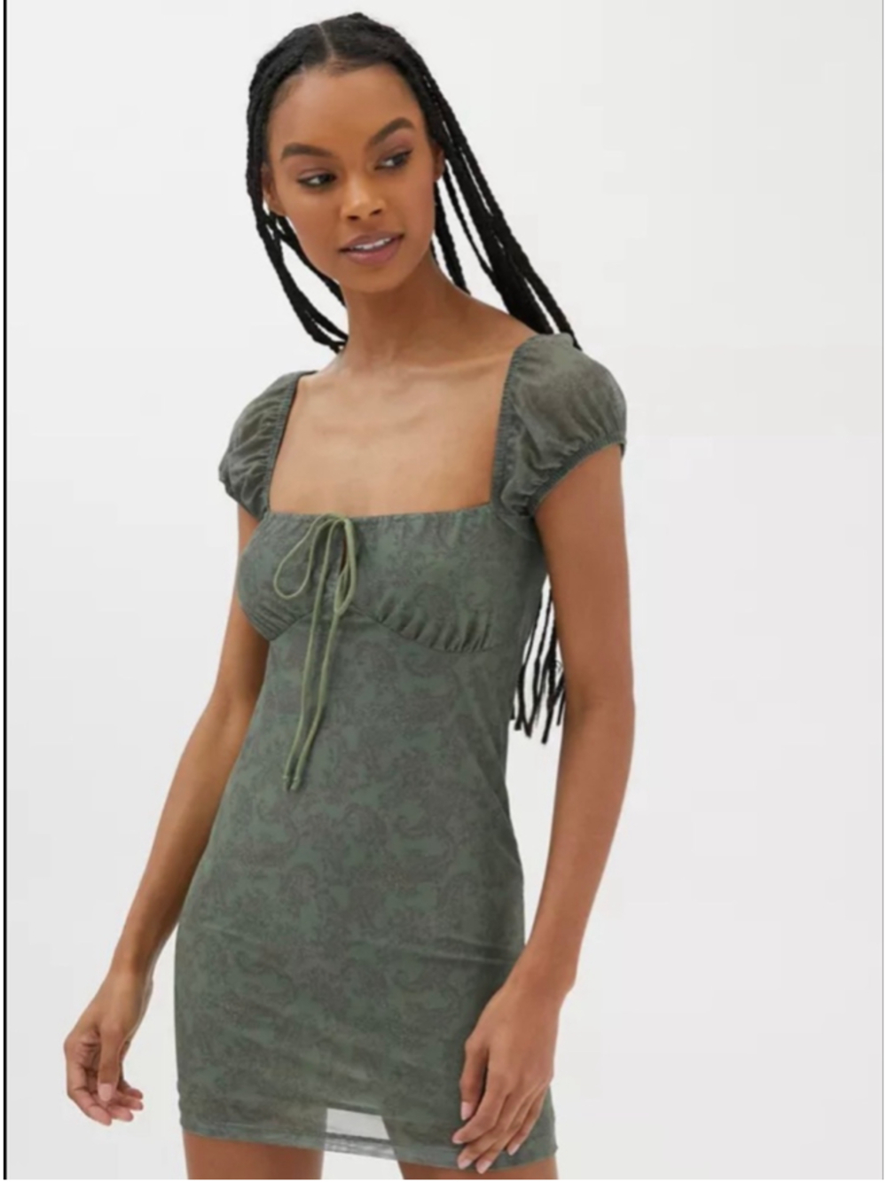 Whimsigoth Green Paisley Mesh Mini Dress Small Fairy Grunge Urban Outfitters